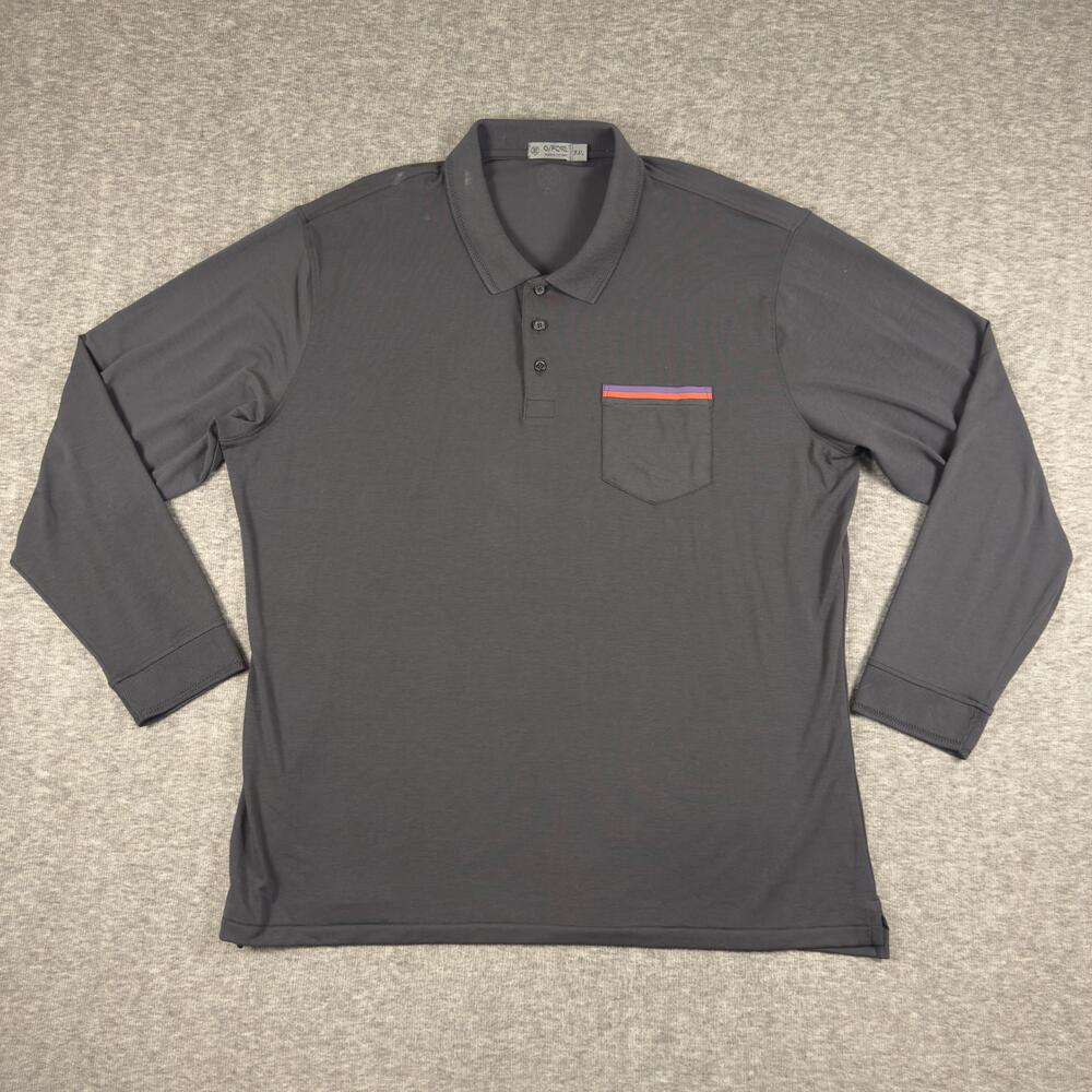 G/FORE Polo Shirt Mens 2XL Onyx Long Sleeve Pocket Golf Performance G Fore
